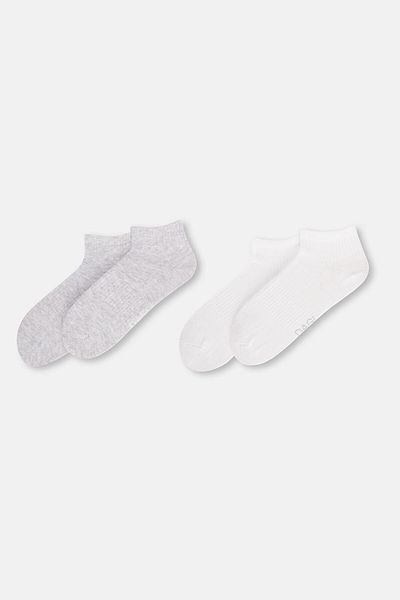Dagi Weiß-graue, einfarbige Sportsocken für Damen, 2er-Pack