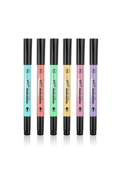 gxin Double Sided 6 Color Pastel Highlighter Pen Set