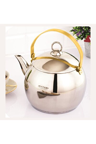 Evren Venüs Küre Çelik Bitki Çayı Demliği Çaydanlığı Büyük Boy 3,5 Litre (İNDÜKSİYONLU OCAĞA UYUMLU)
