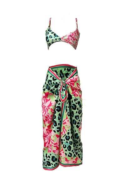 Bolder Elena Green Leopard Satin Pareo 145*95 (Δεν εμφανίζεται μέσα)