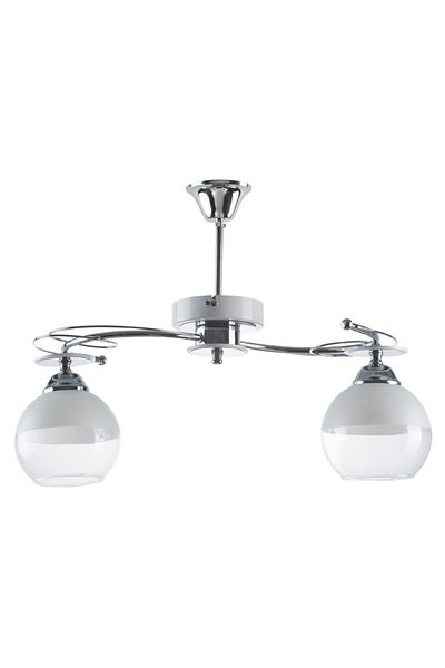 Fer Avize Karel Modern Chrome Color Glass Living Room - Kitchen - Bedroom 2-Piece Chandelier
