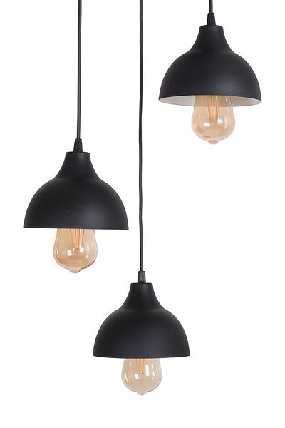 Fer Avize Kinder Modern Design Living Room - Kitchen - Cafe Black Color Pendant Lamp 3-Piece Chandelier