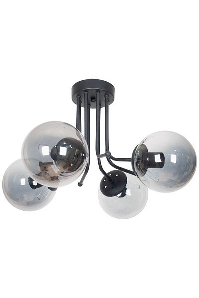 Fer Avize Daisy Luxury Modern Design Plafonier Black Color Smoked Glass Living Room - Kitchen - Bedroom 4-Piece Chandelier