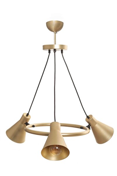 Fer Avize Rüzgar Retro Rustik Mafsallı Gold Renk Metal Cafe - Mutfak 3 Lü Avize