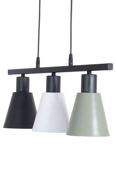 Fer Avize Trend Modern Design Living Room - Kitchen - Cafe Black - White - Green 3-Piece Chandelier