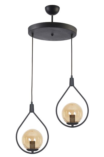 Fer Avize Deco Modern Design Black Color Honey Glass Living Room - Kitchen - Bedroom 2-Piece Chandelier