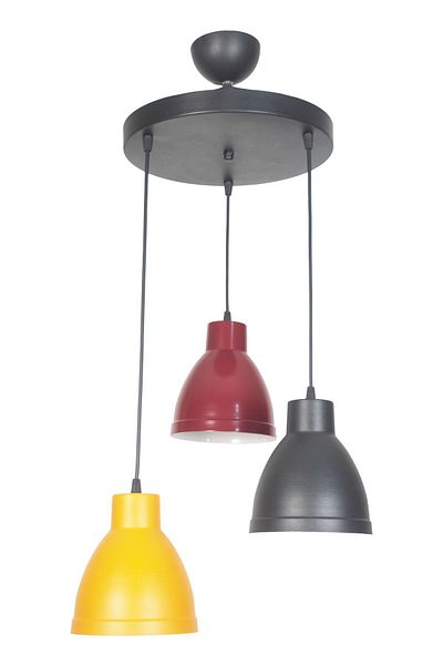 Fer Avize Denis Modern Design Orange Black Claret Red Color Metal Cafe - Kitchen 3-Piece Chandelier