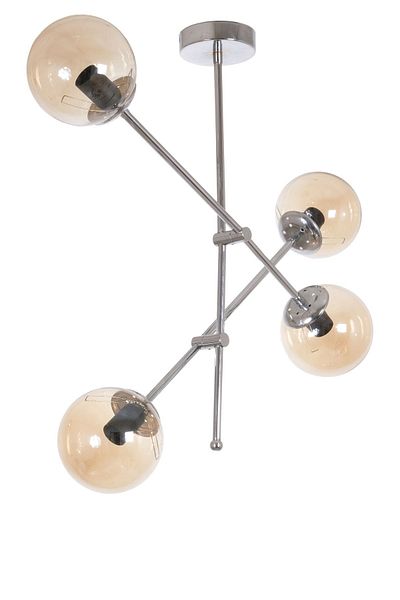 Fer Avize Salsa Modern Design Chrome Color Glass Living Room - Kitchen - Bedroom 4-Piece Chandelier