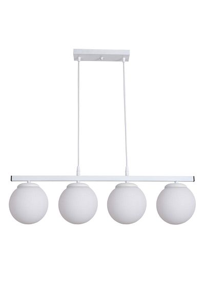 Fer Avize Caesar Modern Design Cafe - Kitchen - Living Room - Dining Table Top White Colored White Glass 4-Piece Chandelier