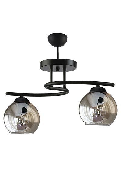 Fer Avize Fuji Modern Decorative Black Color Smoked Glass Living Room - Kitchen - Bedroom 2-Piece Chandelier