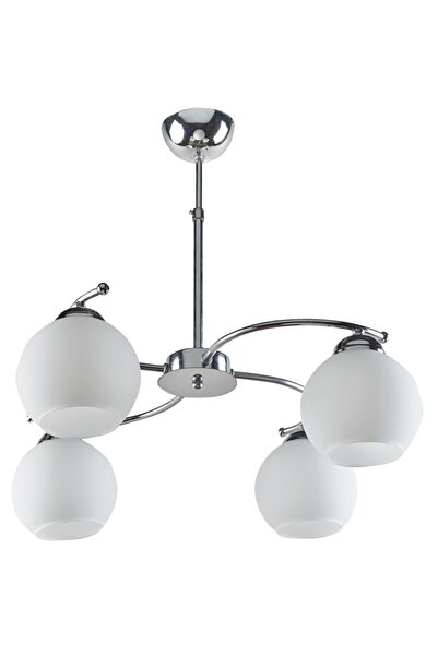 Fer Avize Elif Modern Krom Renk Beyaz Camlı Salon - Mutfak - Yatak Odası 4 Lü Avize