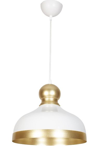Fer Avize Adele Modern Design Antique Detailed Striped White Inside Gold Color Cafe - Kitchen Metal Single Chandelier