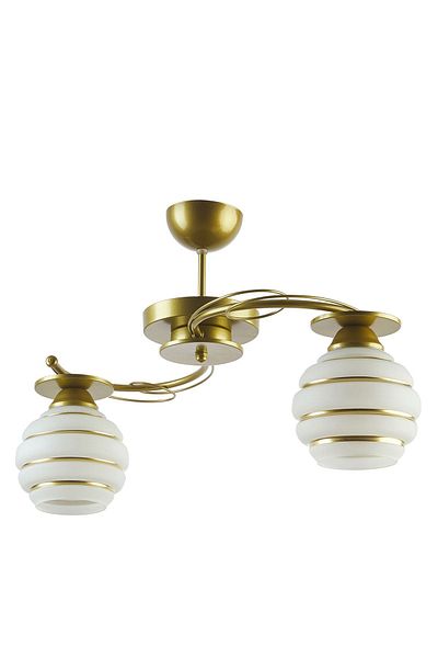 Fer Avize Goldina Modern 2-Piece Chandelier - Glitter and Glass Case, Plophonier - Living Room, Kitchen and Bedroom
