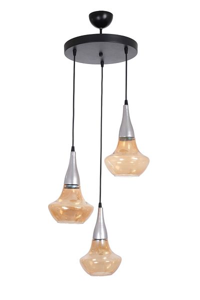 Fer Avize Foragri Modern Design Kitchen Living Room Bedroom Gray Color Honey Glass 3-Piece Chandelier