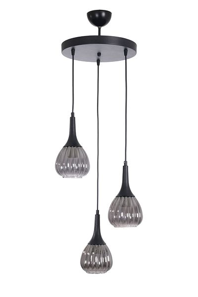 Fer Avize Classic Modern Design Bedroom - Living Room - Kitchen Pendant Lamp Smoked Glass 3-Piece Chandelier