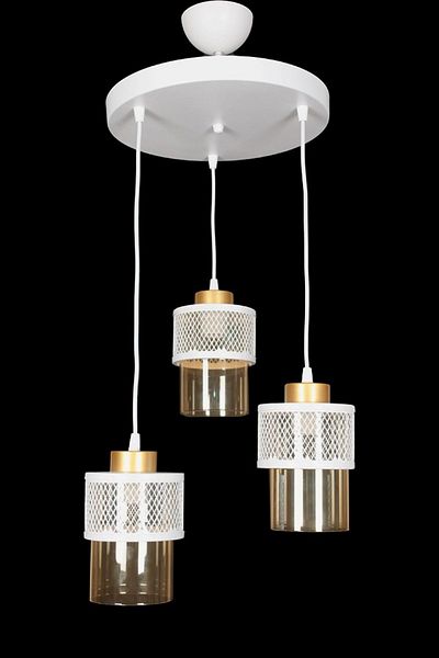 Fer Avize Fantastic Modern Design Pendant Lamp White Color Honey Glass Living Room - Kitchen - Bedroom 3-Piece Chandelier