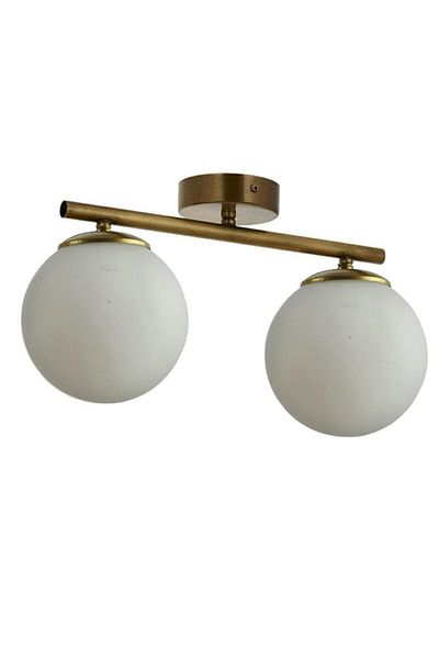 Fer Avize Nika Modern Antique White Glass Modern Living Room - Kitchen - Bedroom 2-Piece Chandelier