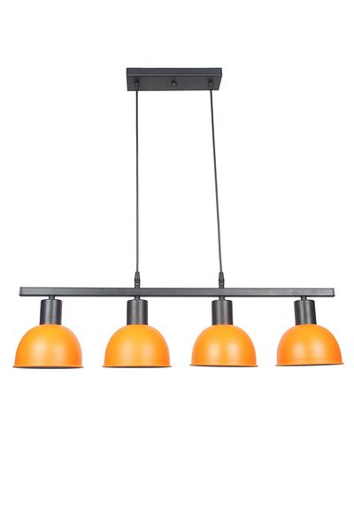 Fer Avize Cute Special Design Cafe Kitchen Dining Table Top Metal Row Orange Color 4-Piece Chandelier