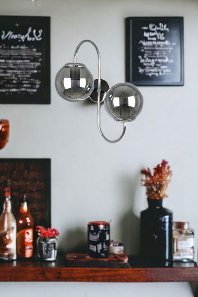 Fer Avize Jupiter Sconce - Modern Design, Chrome Smoke Glass Hall Wall Sconce for Cafe, Kitchen and Bedroom