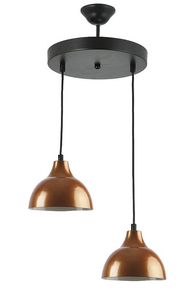 Fer Avize Kinder Black Color Body Copper Color Cafe - Kitchen 2-Piece Chandelier