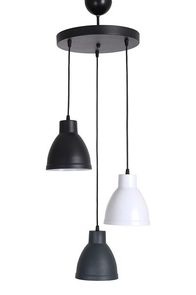 Fer Avize Denis Modern Design Living Room - Kitchen - Cafe Black White Anthracite Color Pendant Lamp 3-Piece Chandelier