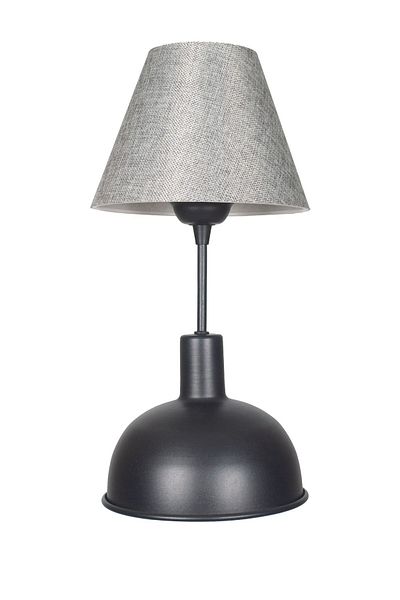 Fer Avize Prague Modern Design Gray Headed Black Base Lampshade - Table - Night Lamp