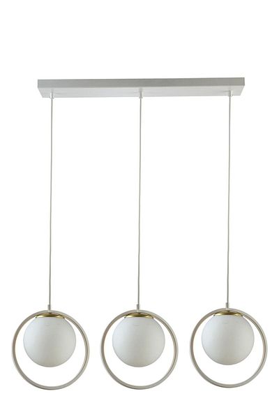 Fer Avize Nina Modern Design White Color White Glass Row Living Room - Kitchen - Bedroom 3-Piece Chandelier