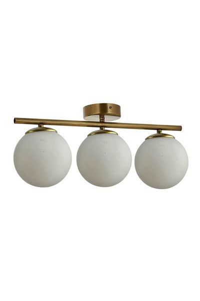Fer Avize Nika Modern Antique White Glass Modern Living Room - Kitchen - Bedroom 3-Piece Chandelier