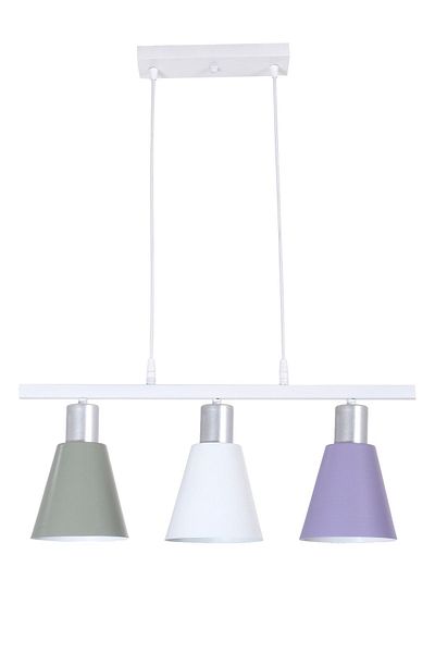 Fer Avize Trendy Modern Design Cafe Kitchen Living Room Green White Lilac Colored 3-Piece Chandelier