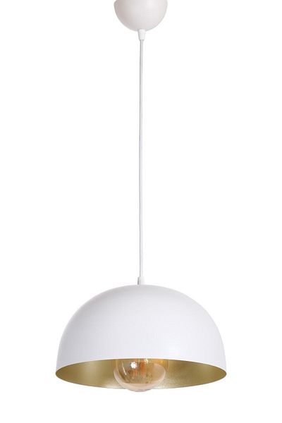 Fer Avize Madrid Special Design Cafe - Kitchen Model Metal White Inside Gold Pendant Lamp Single Chandelier