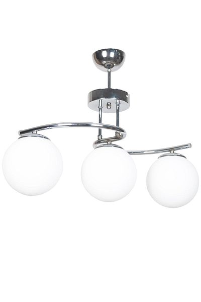 Fer Avize Linda Modern Design Chrome Color White Glass Living Room - Kitchen - Bedroom 3-Piece Chandelier