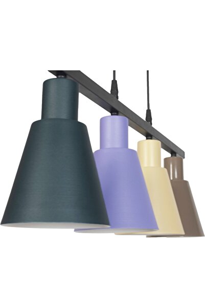 Fer Avize Trend Modern Metal Sıvama Mix B Kahve Sarkıt Cafe -yemek Masası Üstü -salon 4 Lü Avize