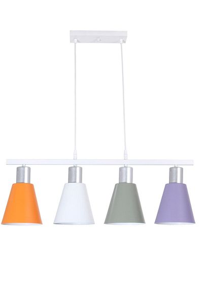 Fer Avize Trendy Modern Design Cafe Kitchen Living Room Orange White Green Lilac Color 4 Row Chandelier