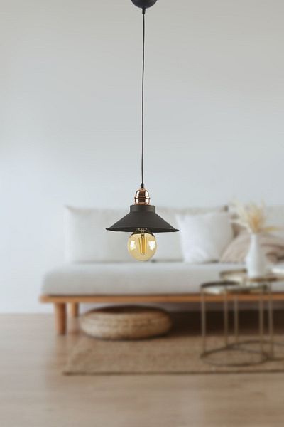 Fer Avize Alfa Modern Pendant Lamp Black Single Cafe - Kitchen Chandelier