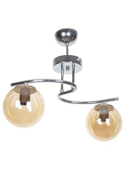 Fer Avize Linda Modern Design Chrome Color Honey Glass Living Room - Kitchen - Bedroom 2-Piece Chandelier