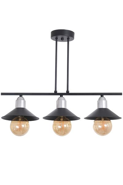 Fer Avize Midyat Modern Design Bedroom - Living Room - Kitchen - Cafe Black Color 3-Piece Chandelier