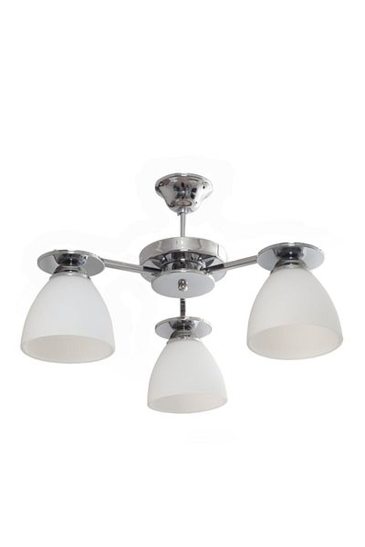 Fer Avize Topaç Modern Sports Decorative Chrome Color White Glass Living Room - Kitchen - Bedroom 3-Piece Chandelier