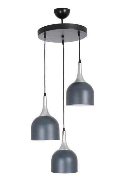 Fer Avize Reina Modern Design Kitchen Living Room Gray Lampholder Anthracite Color 3-Piece Chandelier