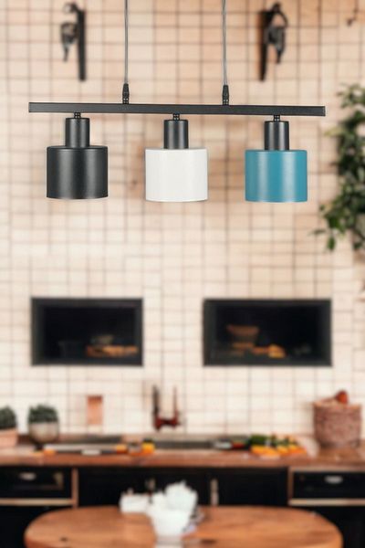 Fer Avize Mısra Special Design Modern Cafe Kitchen Living Room 3-Piece Metal Row Pendant Lamp Chandelier