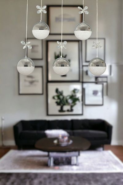Fer Avize Berfin Modern Design Metal Cafe - Kitchen - Living Room - Chrome Color 5 Led Chandelier