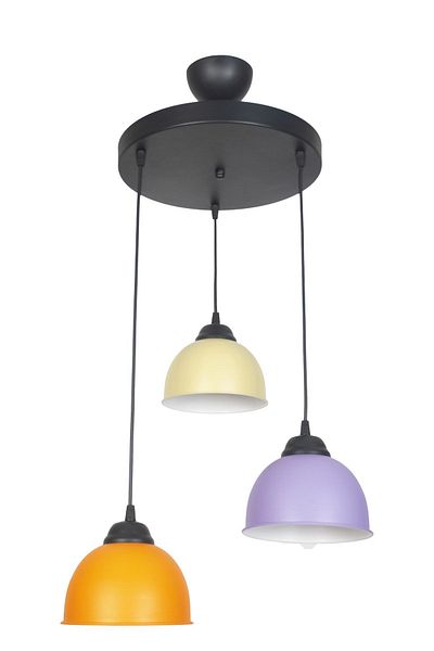 Fer Avize Cute Modern Design Orange Lilac Cream Color Metal Cafe - Kitchen 3-Piece Chandelier
