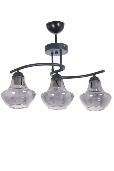 Fer Avize Fujifora Modern Design Kitchen Living Room Bedroom Black Color Smoked Glass 3-Piece Chandelier