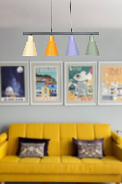 Fer Avize Trend Modern Metal Sıvama Mix A Krem Sarkıt Cafe -yemek Masası Üstü -salon 4 Lü Avize