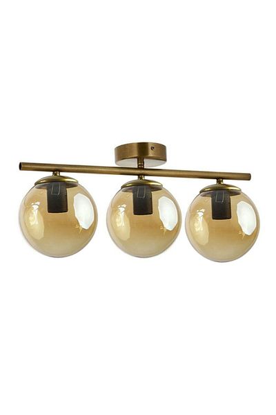 Fer Avize Nika Modern Antique Honey Glass Modern Living Room - Kitchen - Bedroom 3-Piece Chandelier