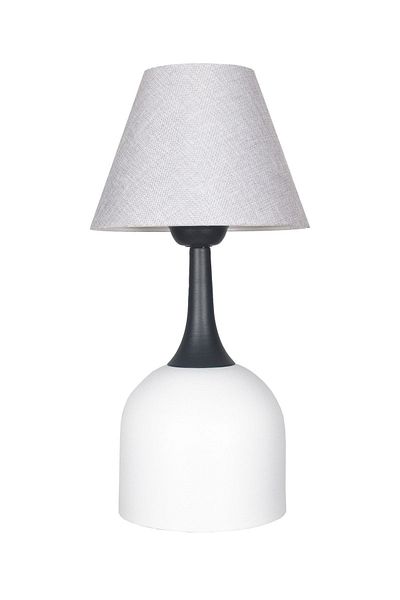 Fer Avize Reina Modern Design Gray Headed White Base Lampshade - Table - Night Lamp