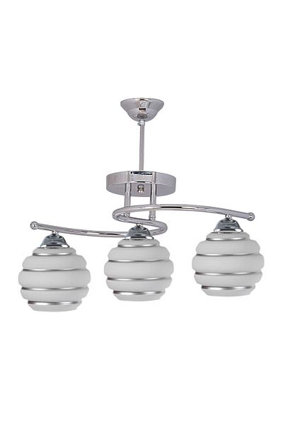 Fer Avize Fuji 2046 Glass Modern Chrome Case Silver Patterned Living Room - Kitchen - Bedroom 3-Piece Chandelier