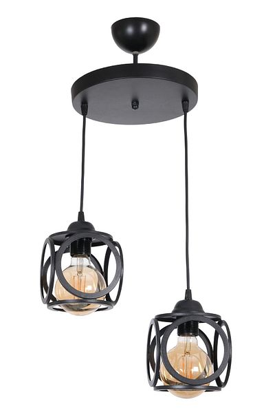 Fer Avize Lotus Modern Design Black Color - Cafe - Living Room - Bedroom - Children's Room Wire 2-Piece Chandelier