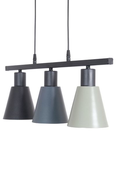 Fer Avize Trend Modern Design Living Room - Kitchen - Cafe Black - Anthracite - Green Colored 3-Piece Chandelier