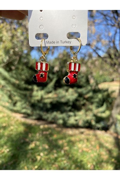 Stoneday Christmas Themed Candy Snowman Pine Tree Christmas Stocking Figured Covering Earrings