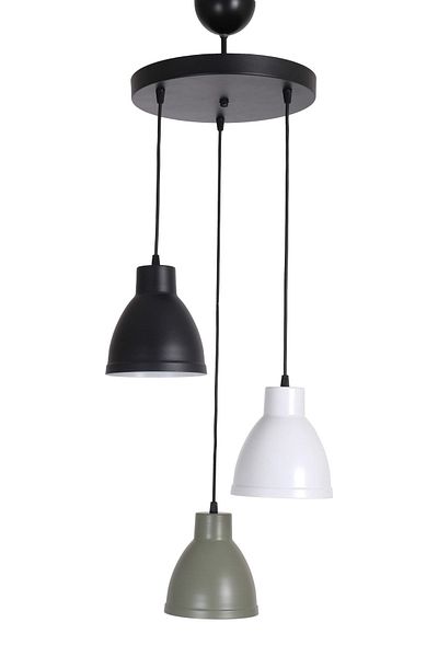 Fer Avize Denis Modern Design Living Room - Kitchen - Cafe Black White Green Color Pendant Lamp 3-Piece Chandelier